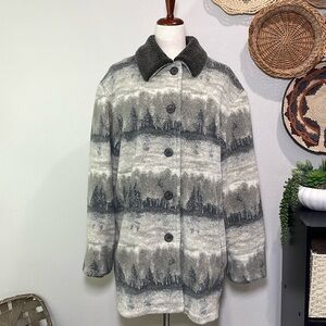 Forecaster Fuzzy Oversized  Fleece Sherpa Women’s Medium Button Up Coat Trees